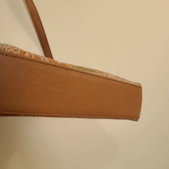 Anuschka Medium Crossbody With Double Zip Pockets Tooled Birds Tan - Picture 8 of 12